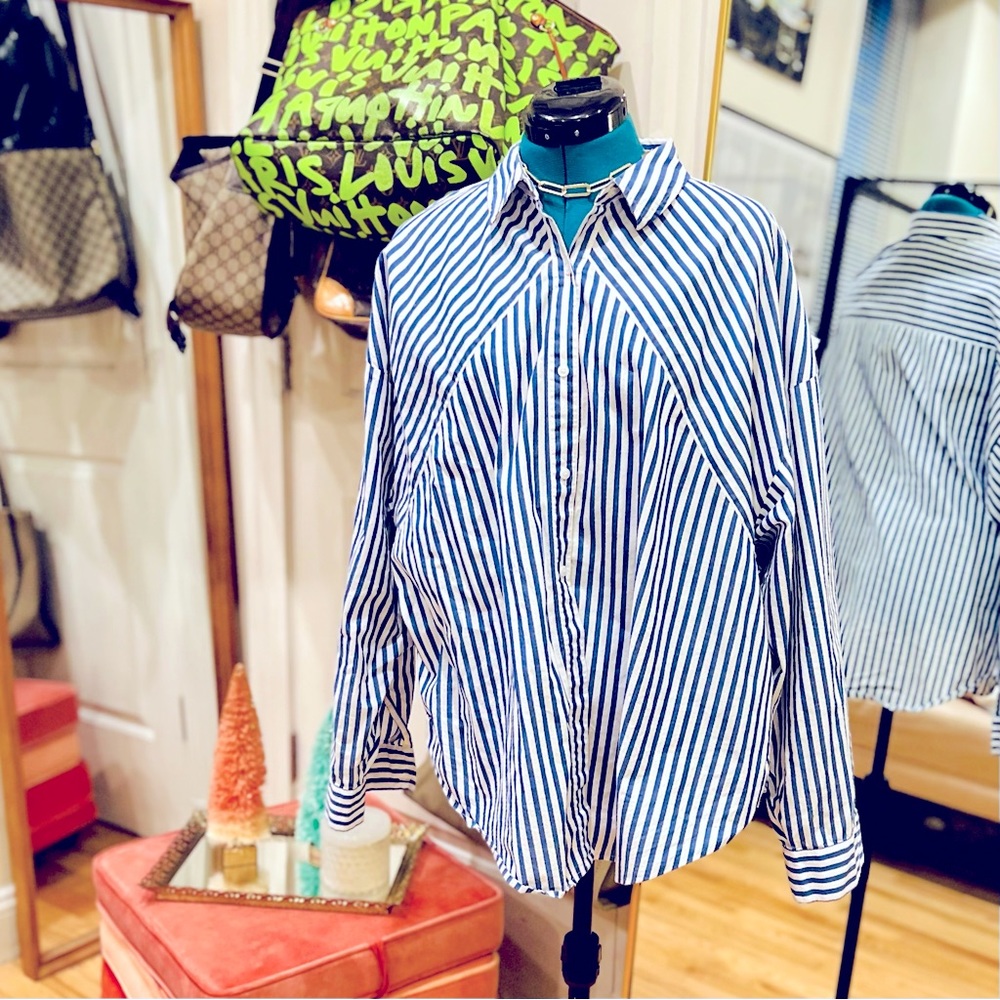 Express Boyfriend Oversized Button Down - image 1